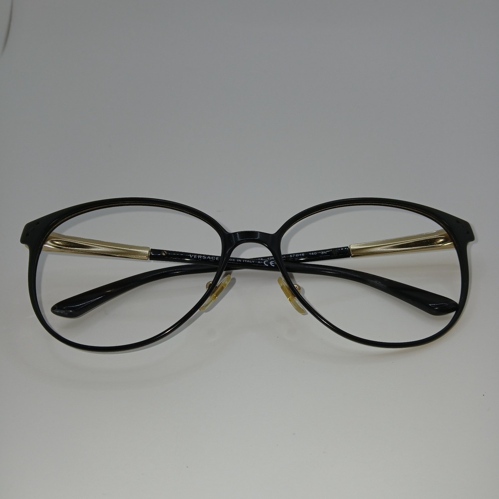 Versace 2168 1366/5A Unisex Eyeglasses Frame Black Gold Full Rim 57-16-140 mm